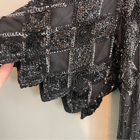 Vintage 80s LAURENCE KAZAR Beaded Silk Dress - Black, Size 1X - Picture 6 of 13